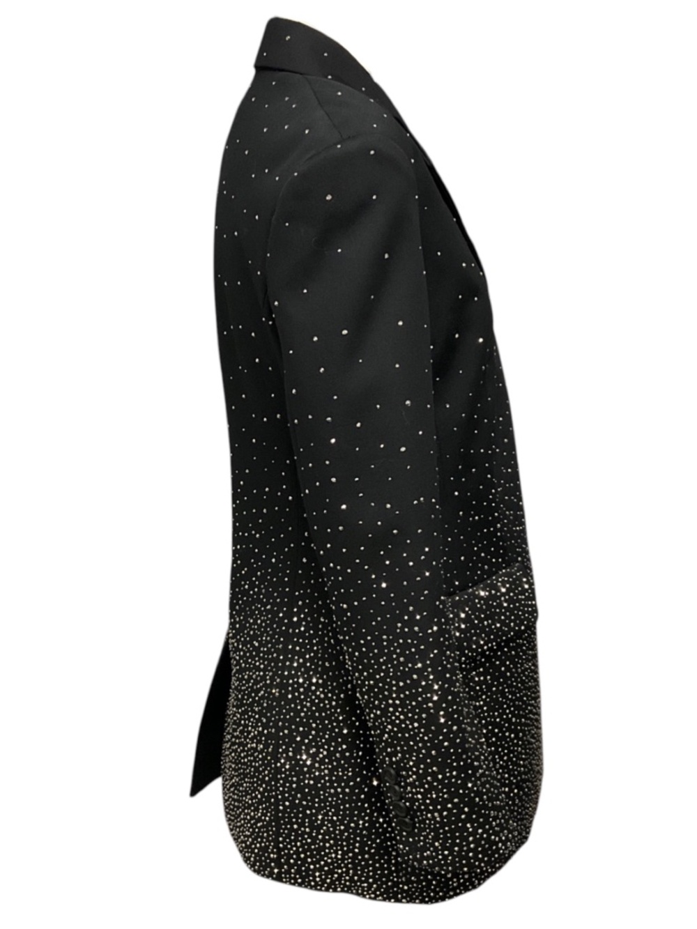 OFF-WHITE BLACK SINGLE BREASTED CRYSTAL EMBELLISHED WOOL BLAZER - Picture 2 of 5